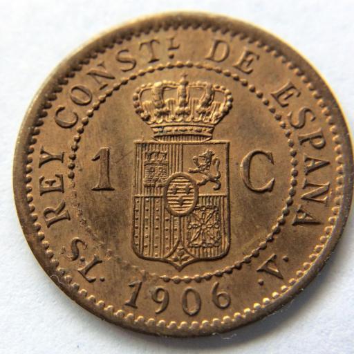 1 CÉNTIMO DE COBRE DE 1906 - ALFONSO XIII - SIN CIRCULAR 