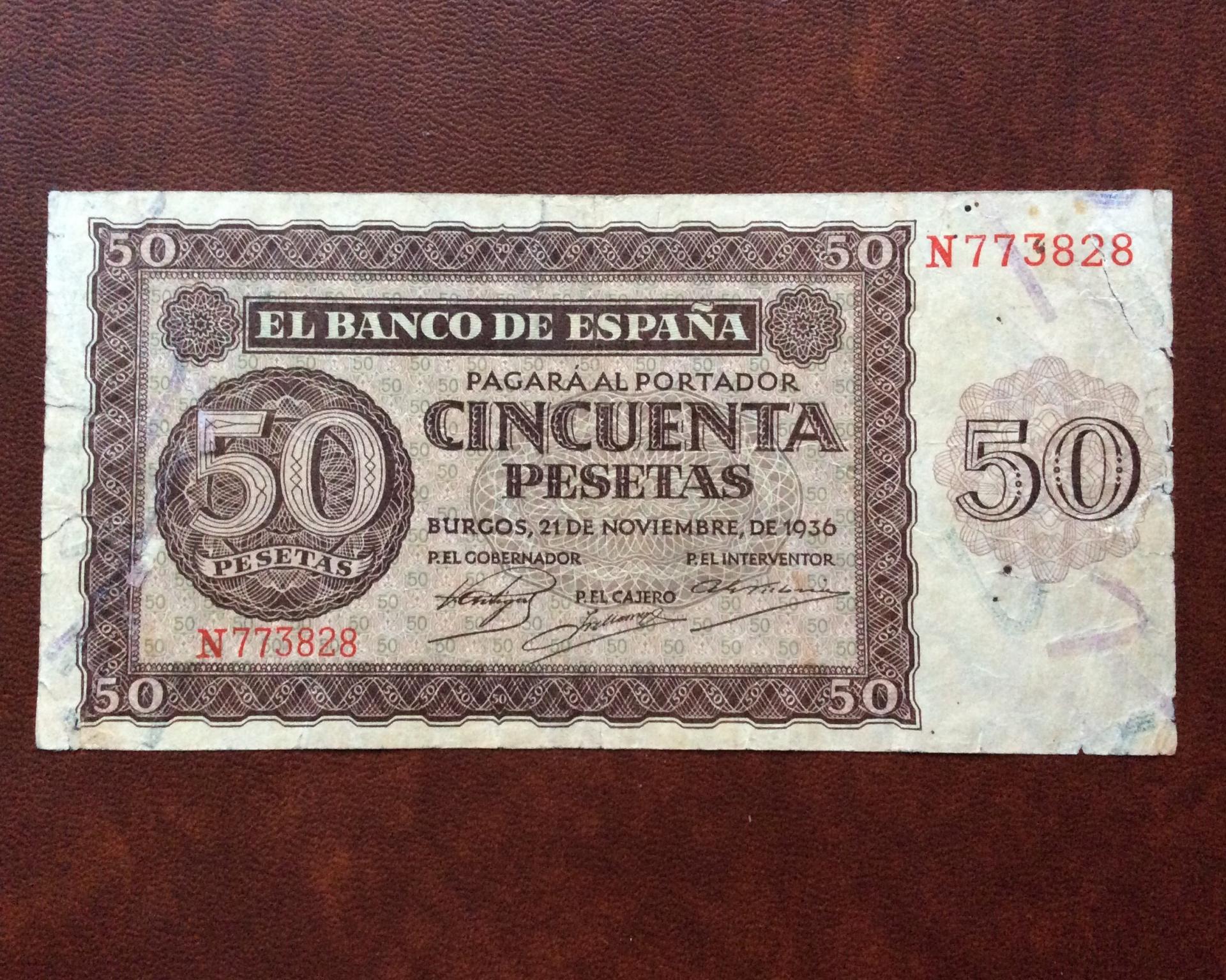 50 PESETAS 1936 - GUERRA CIVIL ESPAÑOLA - BURGOS