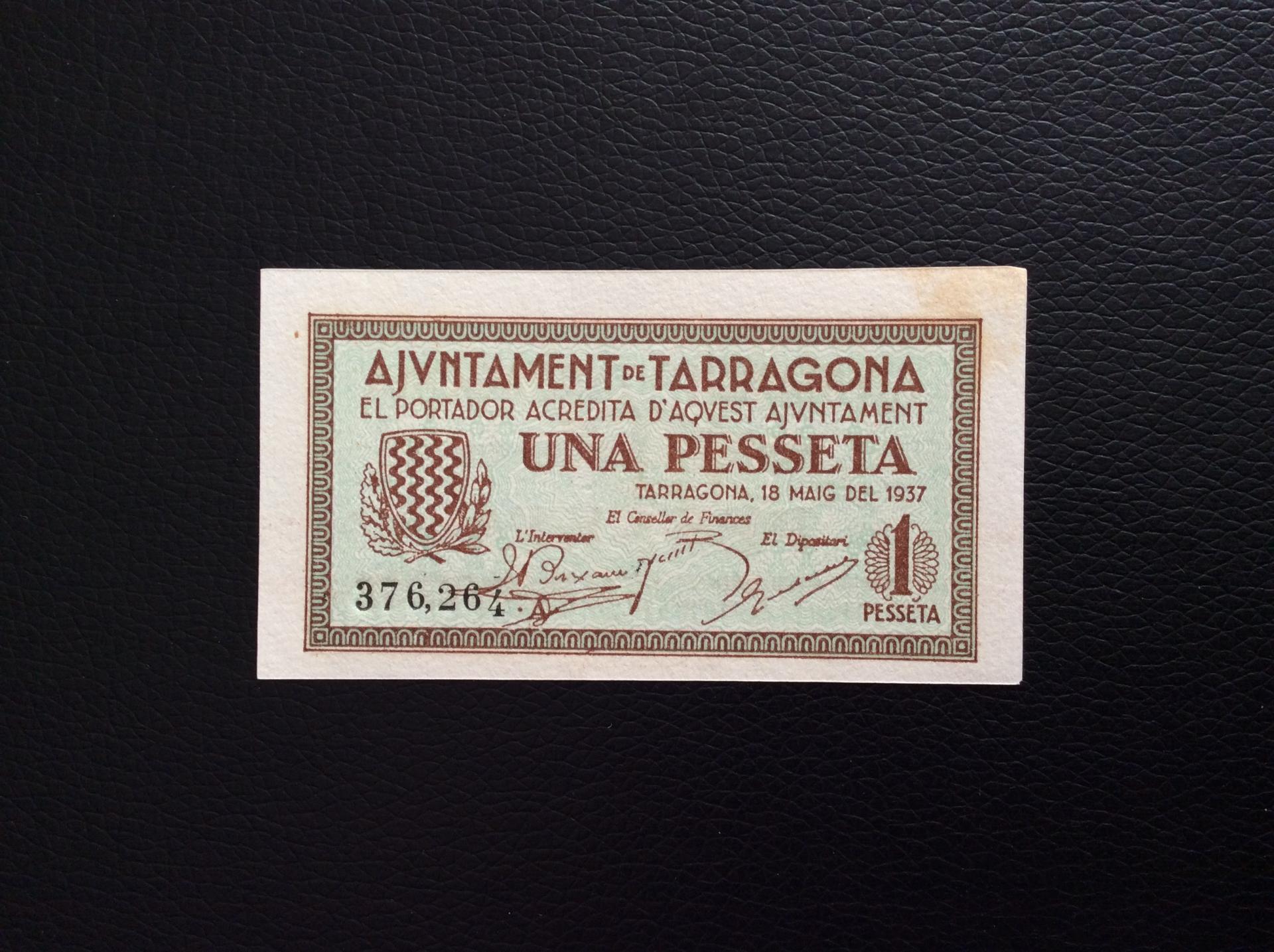 1 PESETA 1937 - AJUNTAMENT DE TARRAGONA - PLANCHA SIN CIRCULAR 
