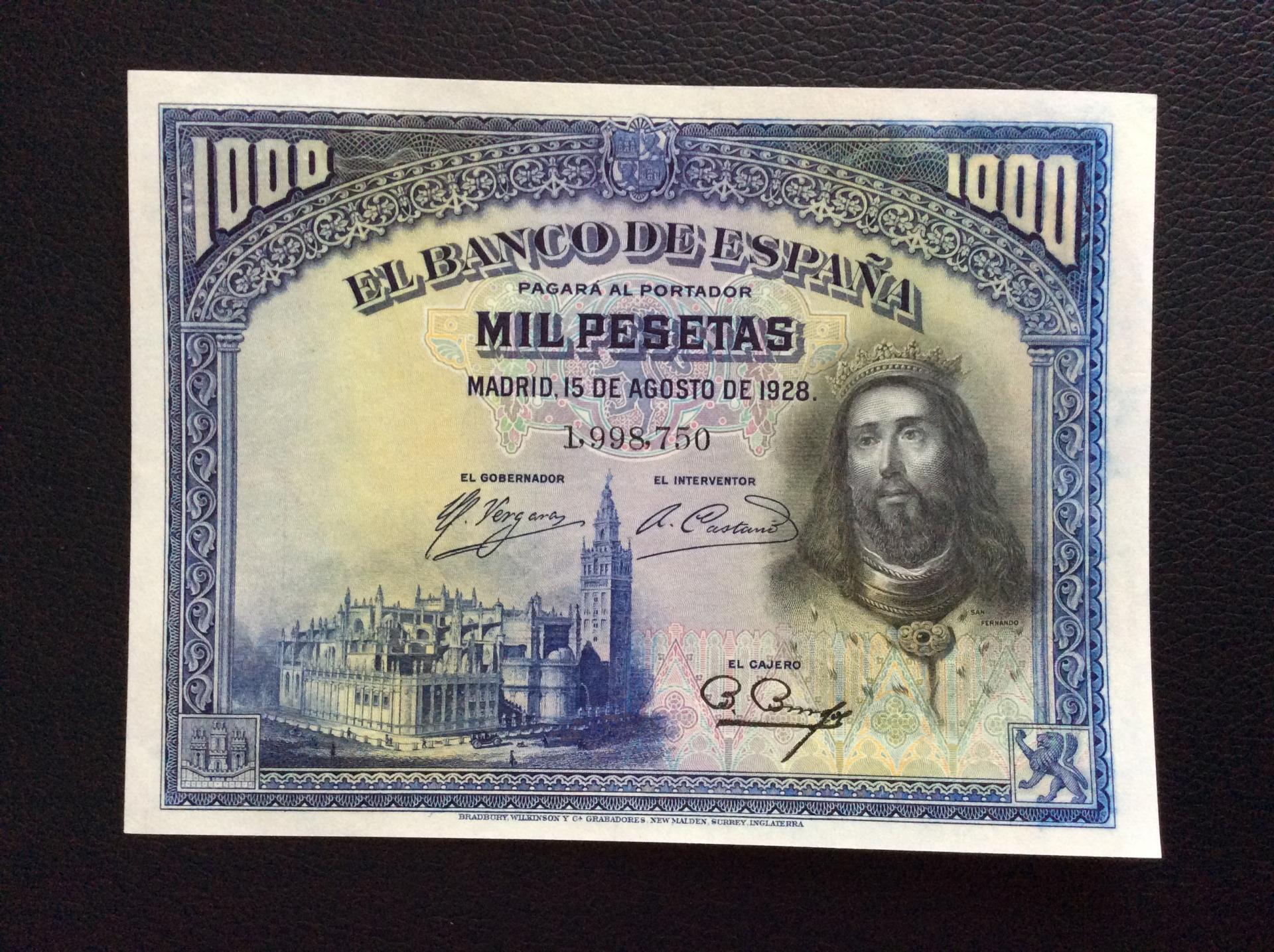 1000 PESETAS 1928 - SAN FERNANDO - PLANCHA SIN CIRCULAR