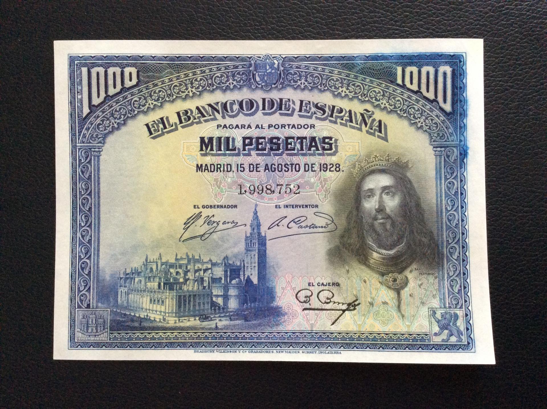 1000 PESETAS 1928 - SAN FERNANDO - PLANCHA SIN CIRCULAR 