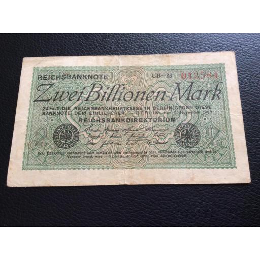 2 BILLIONEN MARK 1923 - BERLÍN ALEMANIA - REICHSBANKNOTE  [2]