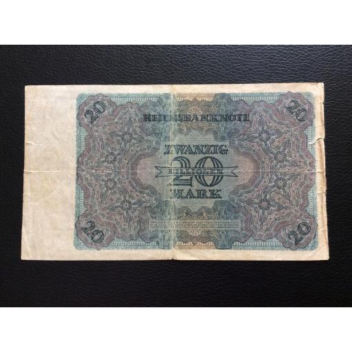 20 BILLIONEN MARK 1924 - BERLÍN ALEMANIA - REICHSBANKNOTE  [2]