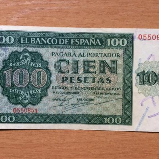 BILLETE 100 PESETAS 1936 - GUERRA CIVIL - BURGOS  [0]