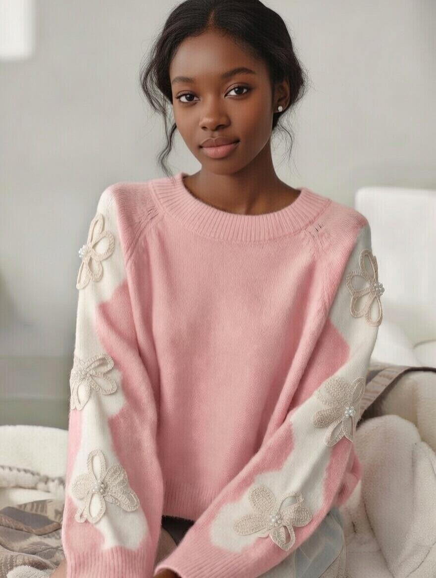 jersey de punto mangas con flores