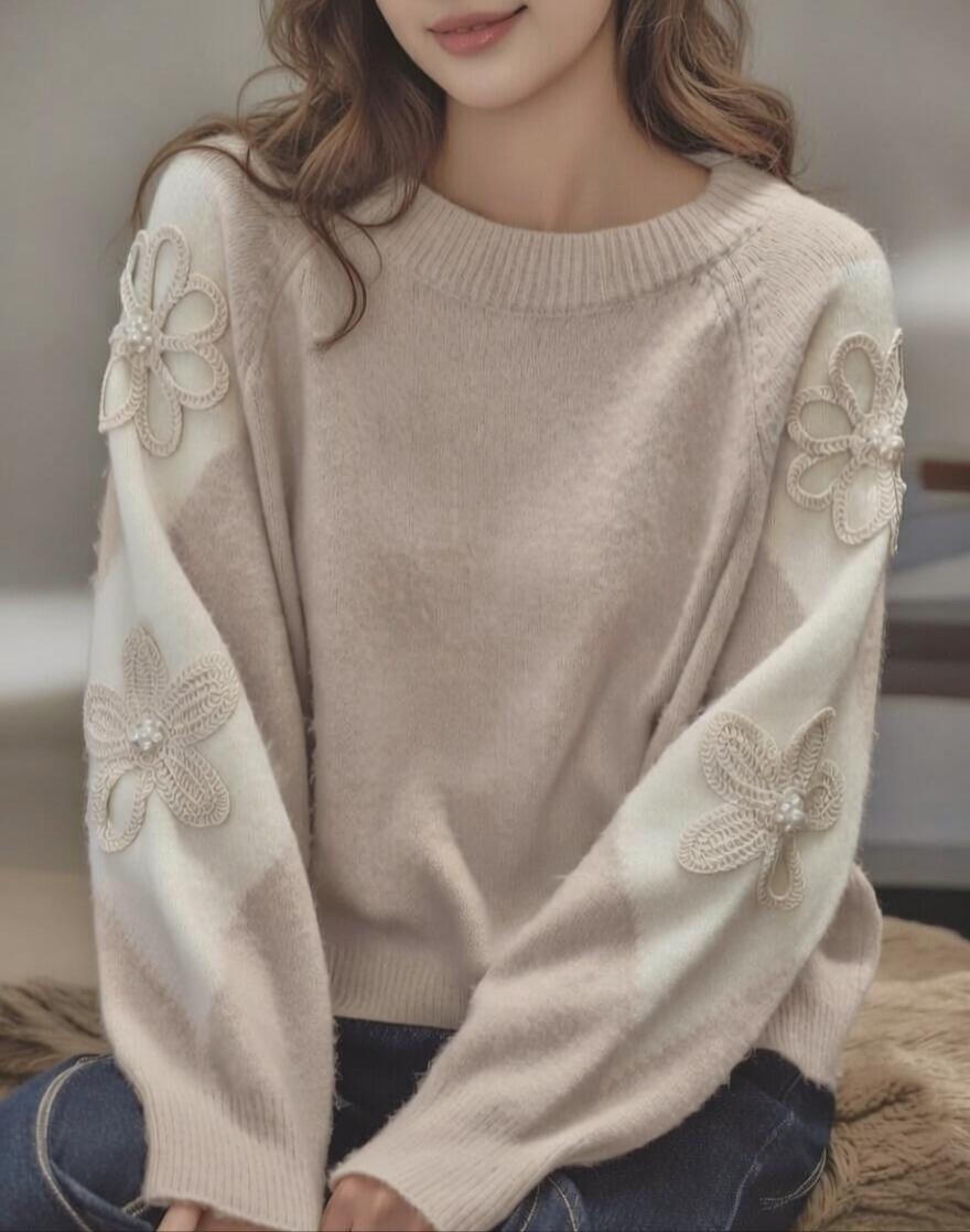 jersey de punto mangas con flores