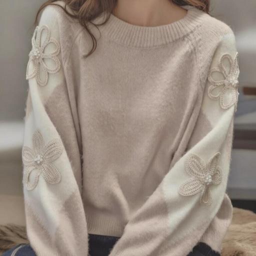 jersey de punto mangas con flores
