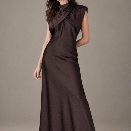 Vestido largo raso [0]