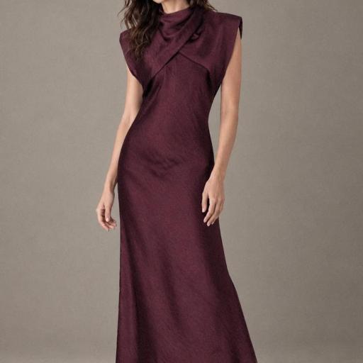 Vestido largo raso
