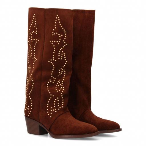 Bota mujer caña tachuelas