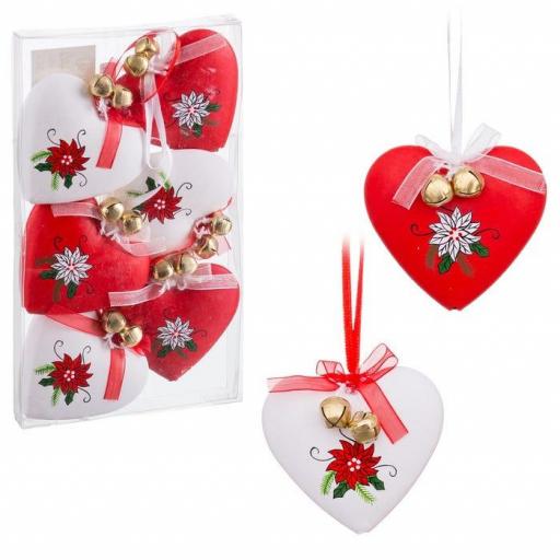 Set de 6 COLGANTE CORAZÓN CASCABEL 6 CM