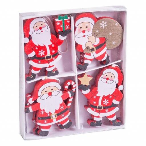 Set de 8 COLGANTE PAPA NOEL MADERA 4/M 5 X 0,40 X 6 CM