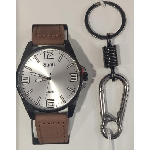 Conjunto Sami hombre reloj + llavero mosquetón + cartera y boligrafo [1]