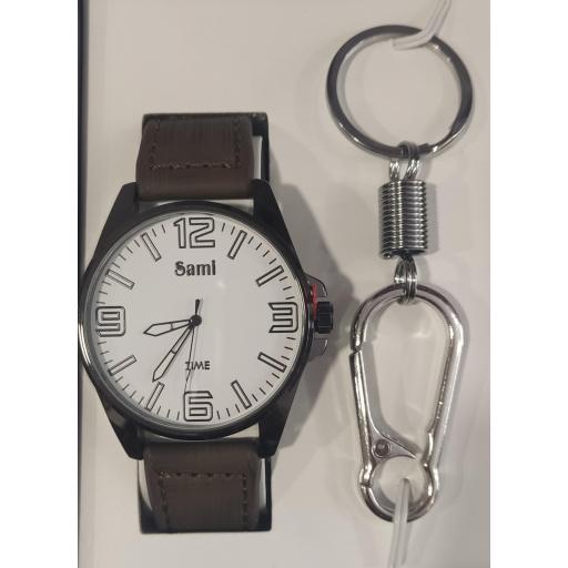 Conjunto Sami hombre reloj + llavero mosquetón + cartera y boligrafo [1]