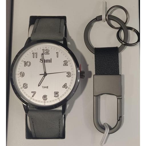 Conjunto Sami hombre reloj + llavero mosquetón + cartera y boligrafo [1]