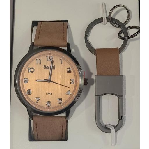 Conjunto Sami hombre reloj + llavero mosquetón + cartera y boligrafo [1]