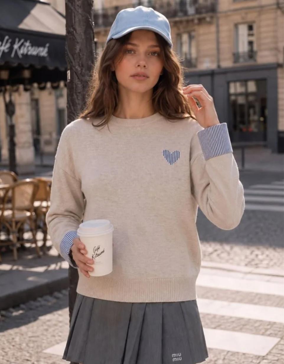 Jersey corazón puños de rayas