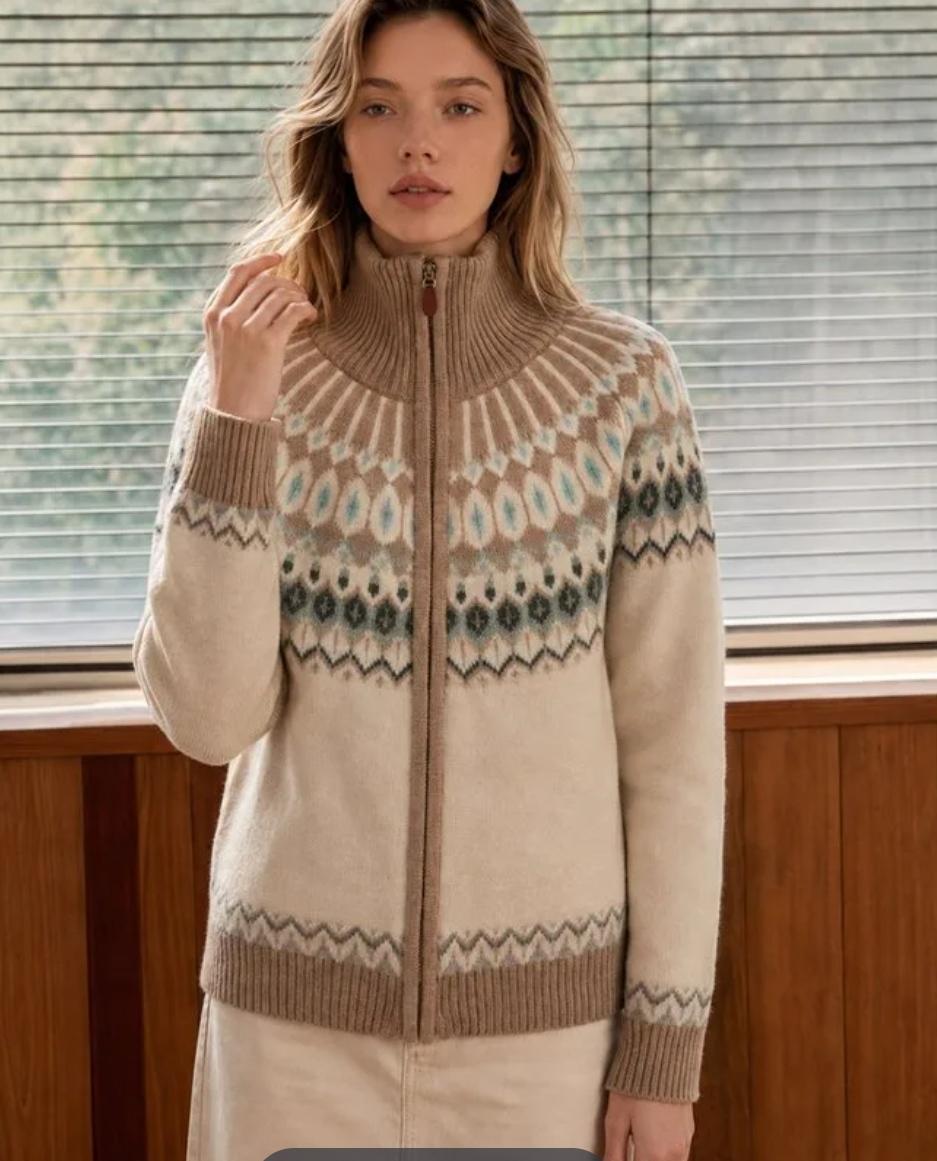 Cárdigan cremallera jacquard nórdico