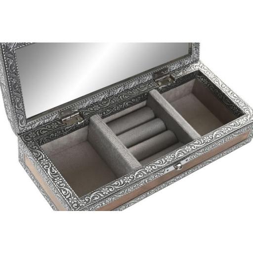 JOYERO MADERA ALUMINIO 22,5X10X6,5 PLATEADO [2]