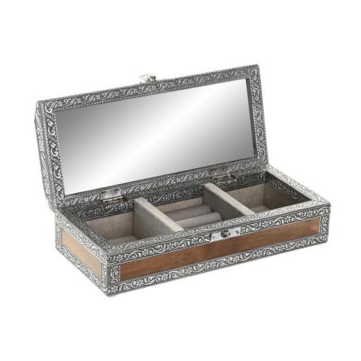 JOYERO MADERA ALUMINIO 22,5X10X6,5 PLATEADO