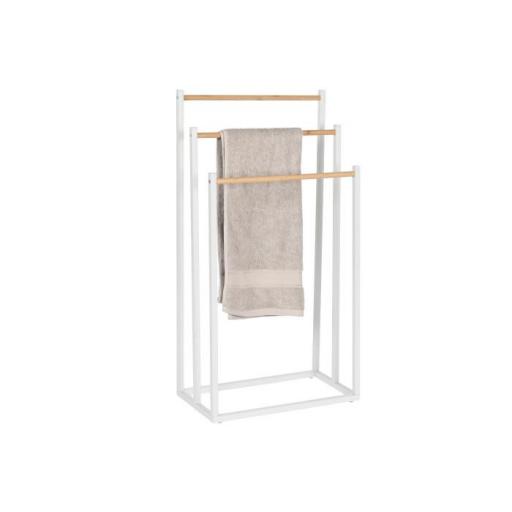 TOALLERO METAL BAMBU 45X22X85 BLANCO [2]