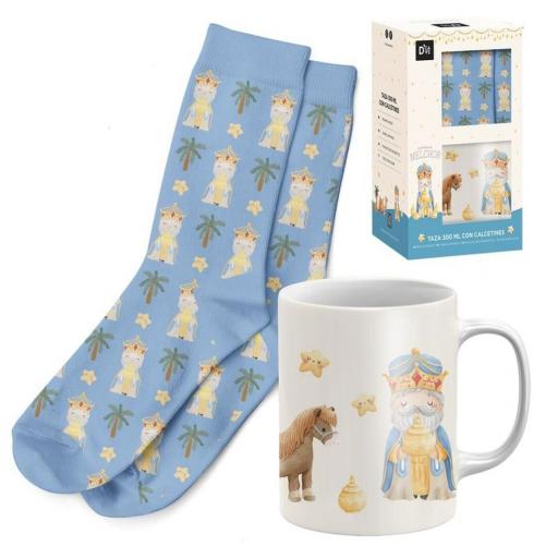 SET REGALO TAZA 300ML CON CALCETIN REYES MAGOS MELCHOR