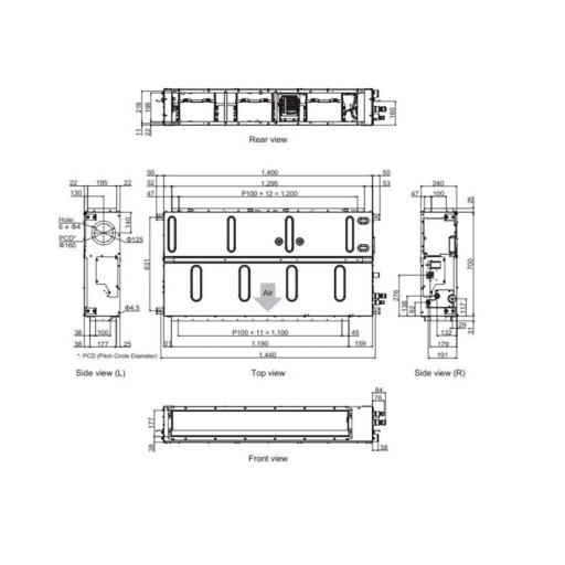 Aire acondicionado 1x1 Fujitsu ACY125-KA split conducto Inverter con bomba de condensados [2]