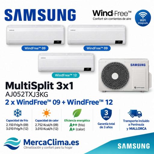 MultiSplit 3x1 Samsung 2xWindFree09+WindFree12+