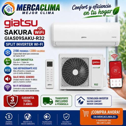Split Giatsu SAKURA GIAS09SAKU-R32 WiFi A++