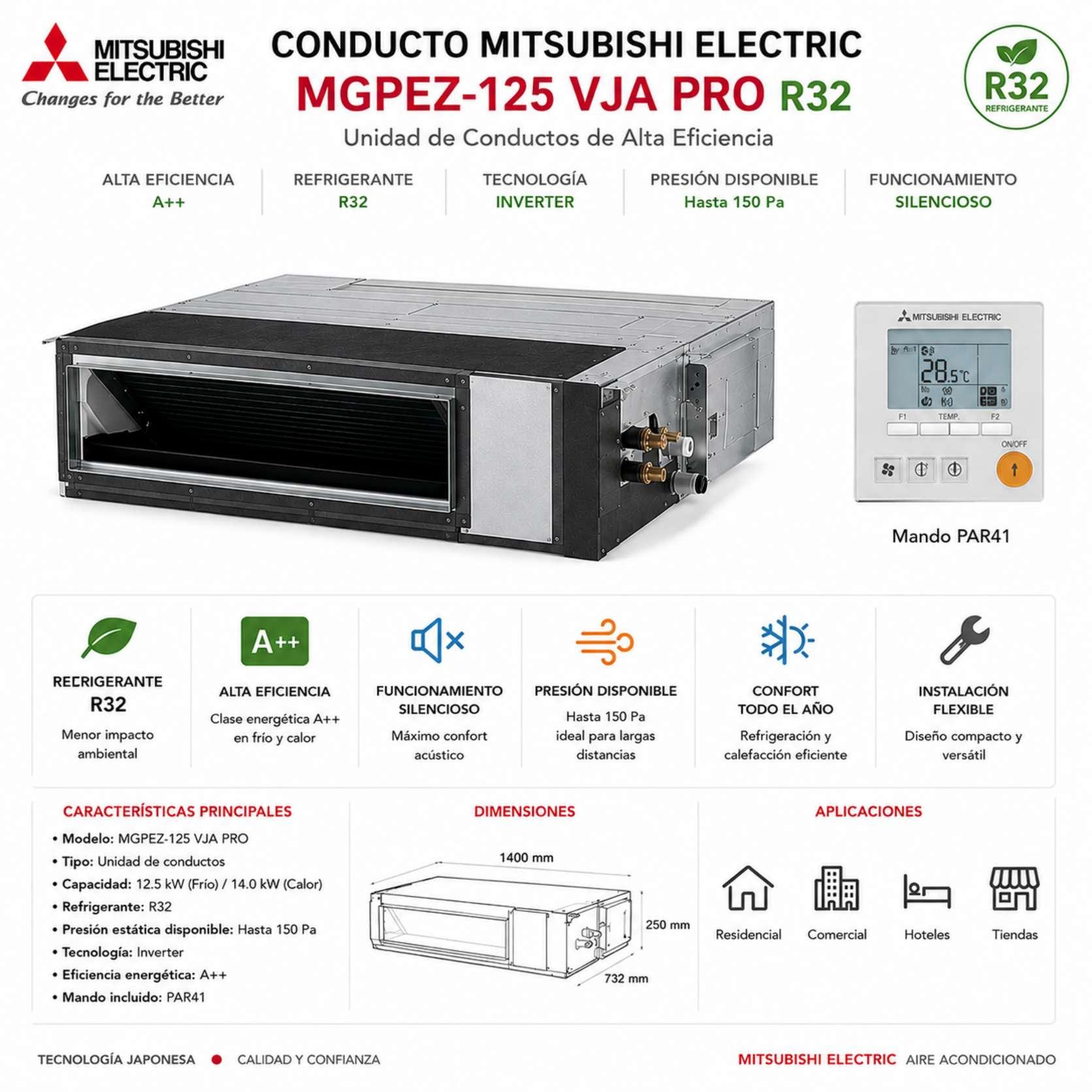 Conducto Mitsubishi Electric GPEZS-M125 VJA PRO