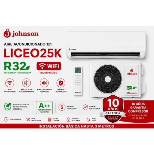 Johnson LICEO 25 K Aire Acondicionado 1x1 WIFI+ instalación hasta 3 metros(SOLO ALICANTE)