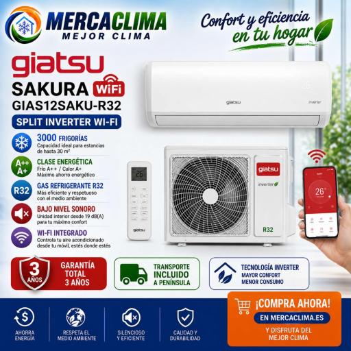 Split Giatsu SAKURA GIAS12SAKU-R32 WiFi A++