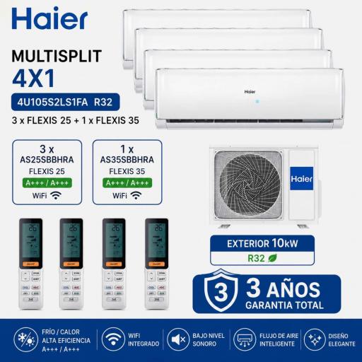 4X1 HAIER 4U105S2LS1FA+3 FLEXIS AS25SBBHRA+1 FLEXIS AS35SBBHRA A+++/A+++ WIFI [0]