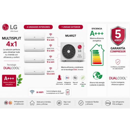 MultiSplit 4x1 LG 3xDualcool 9 + Dualcool 12 + MU4R27 A+++