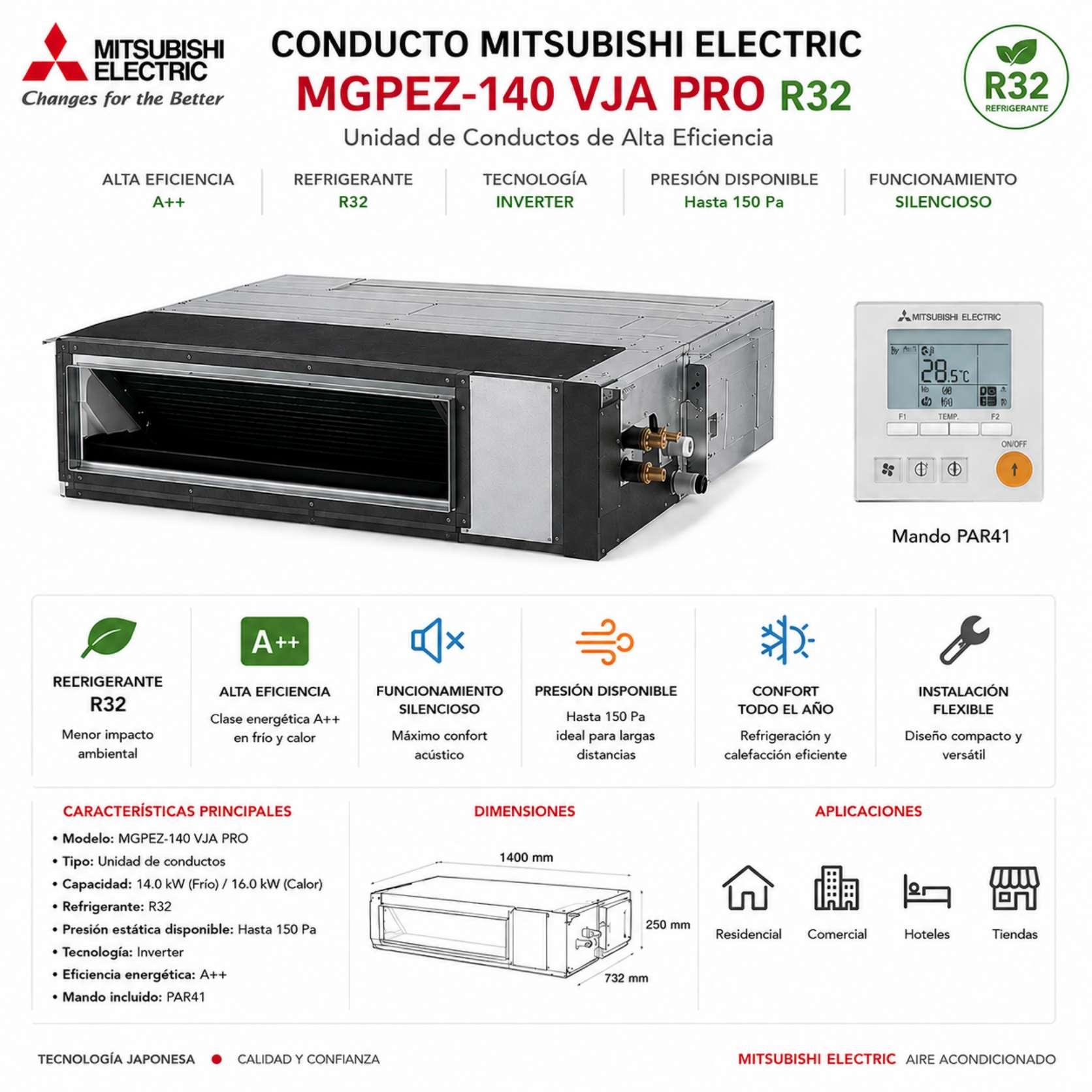 Conducto Mitsubishi Electric MGPEZ-140VJA