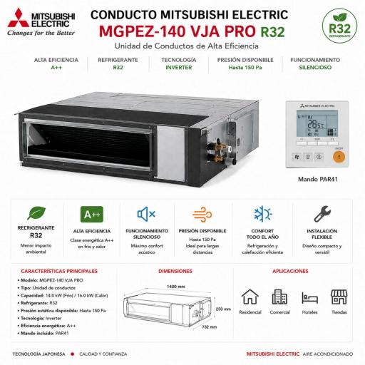 Conducto Mitsubishi Electric MGPEZ-140VJA