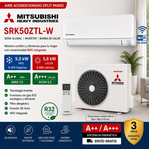 AIRE ACONDICIONADO SPLIT MITSUBISHI HEAVY SRK50ZTL-W [0]