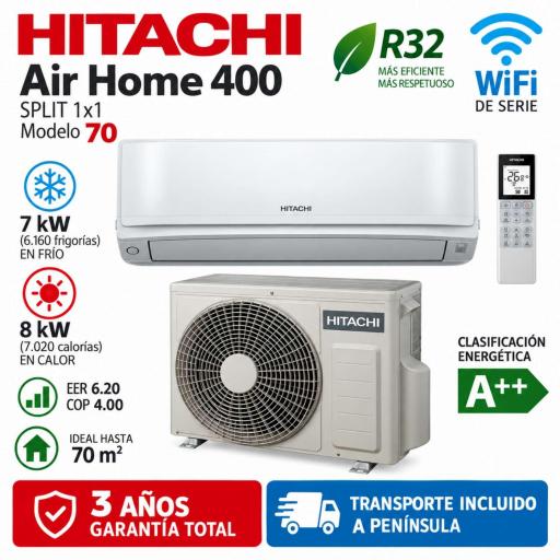 Split Air Home 400 Hitachi RAK-DJ70PHAE WiFi