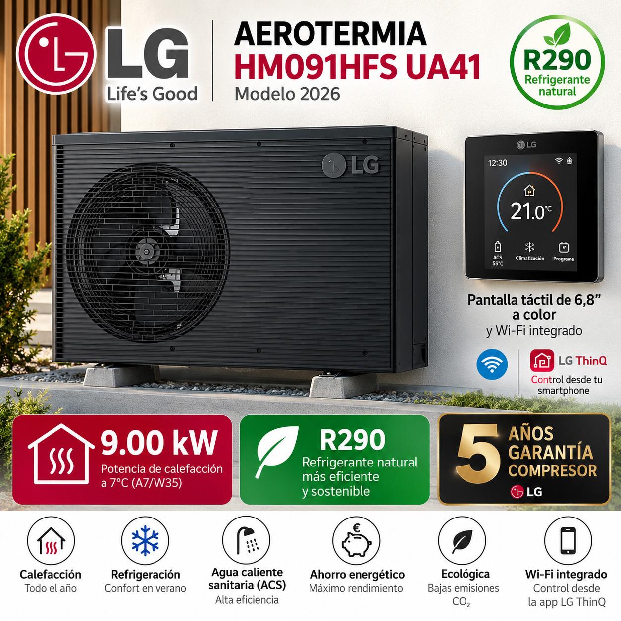 Aerotermia LG HM091HFS.UA41 control Box de serie