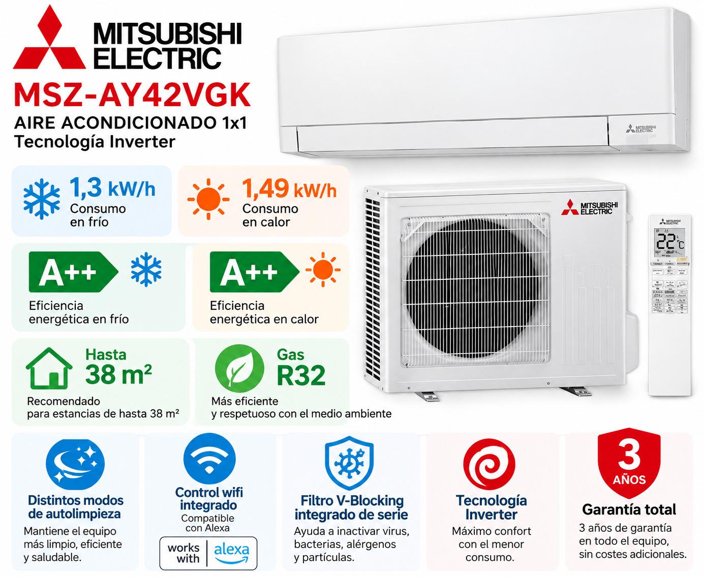 Mitsubishi Electric Split MSZ-AY42VGK wifi