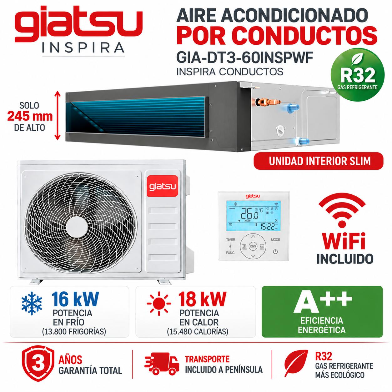 Conductos Giatsu Inspira GIATSU GIA-DT3-60INSPWF INSPIRA CONDUCTOS trifasico wifi