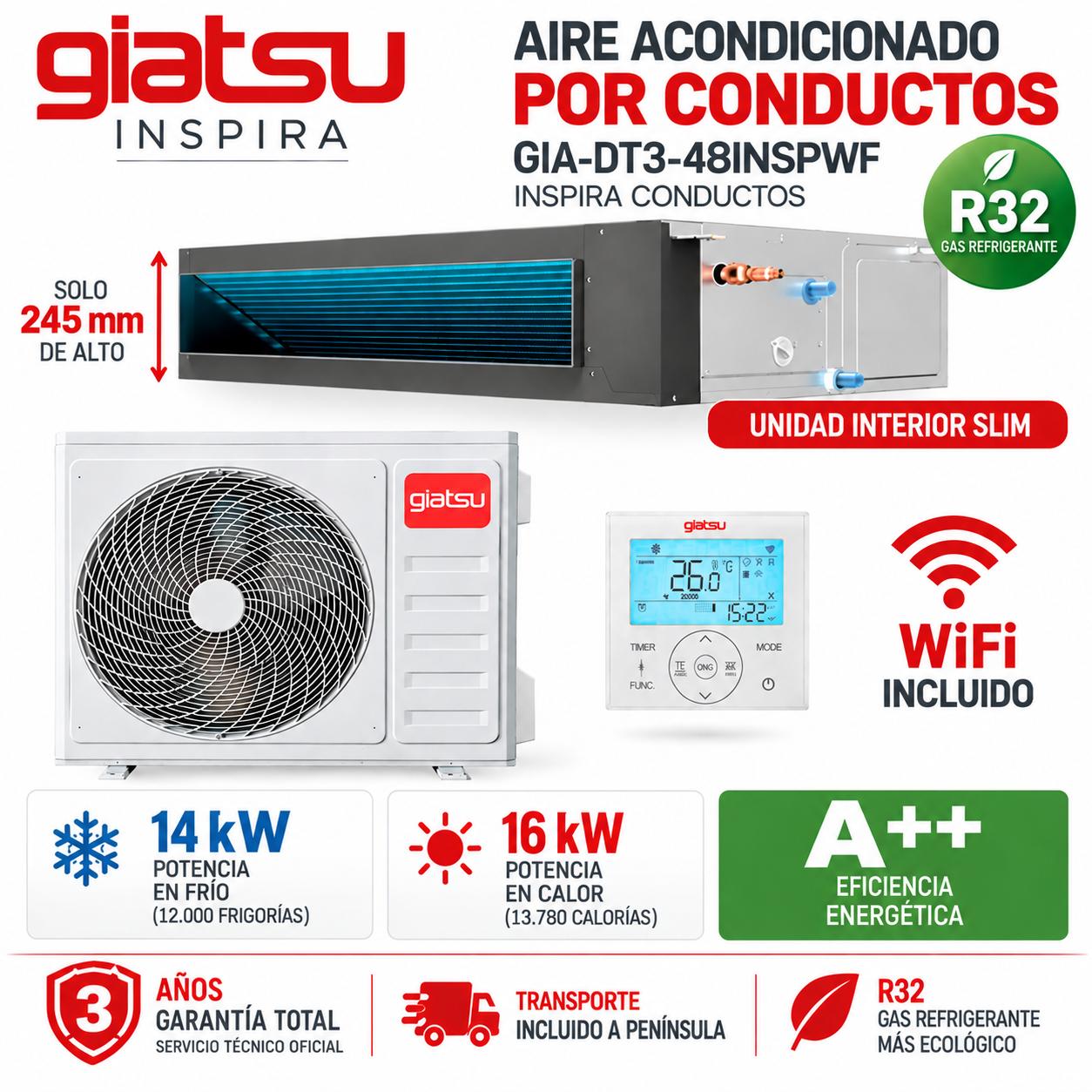 Conductos Giatsu Inspira GIATSU GIA-DT3-48INSPWF INSPIRA CONDUCTOS trifasico wifi