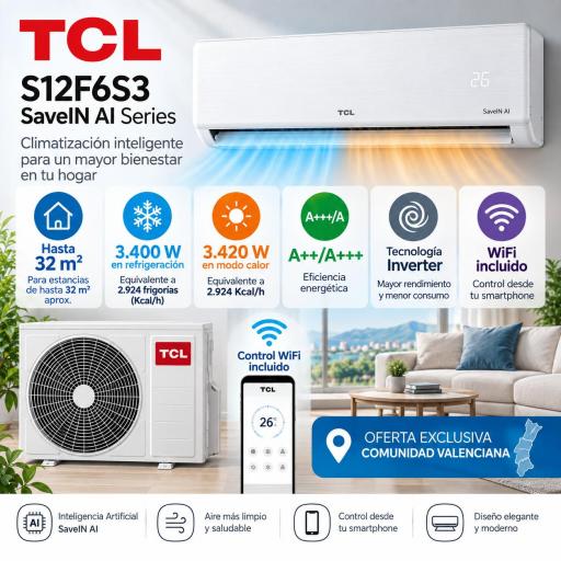 Aire split TCL S12F6S3 WIFI (SOLO VALENCIA Y ALICANTE)