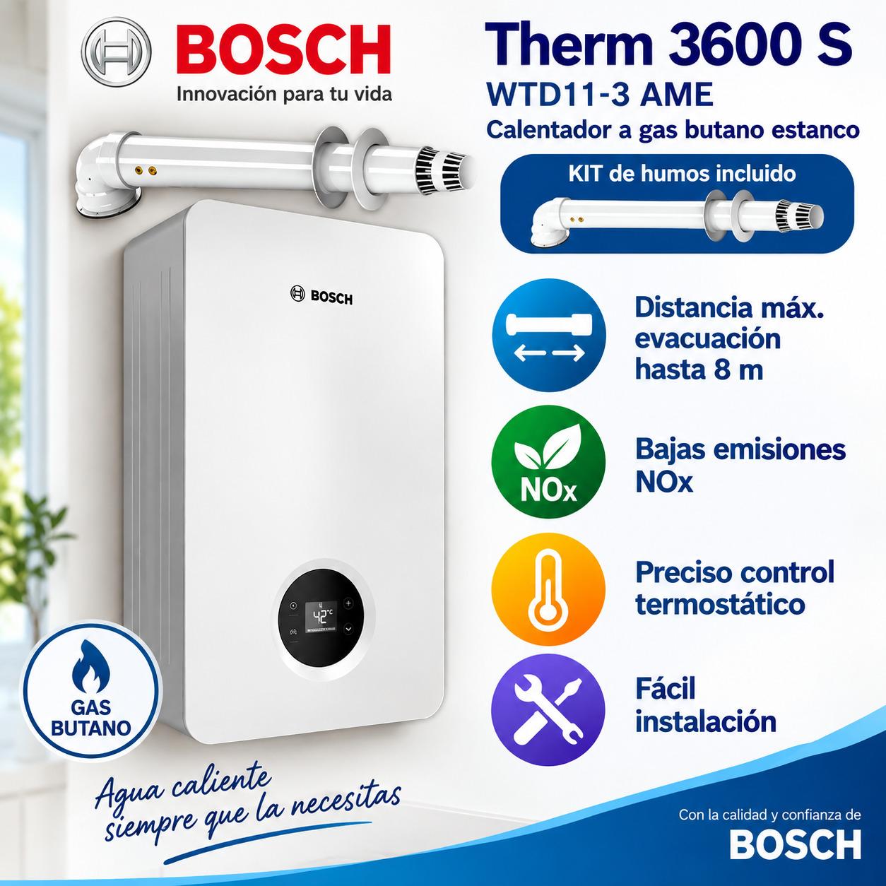 Calentador a gas butano estanco BOSCH Therm 3600 S WTD11-3 AME