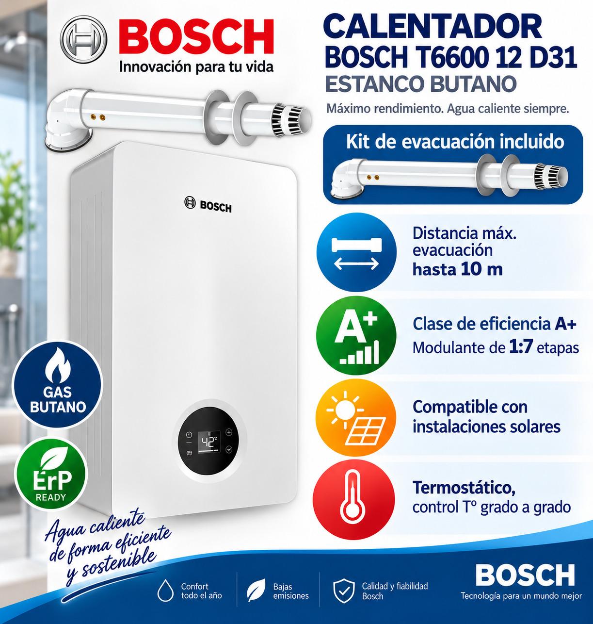 Calentador de agua a gas natural BOSCH Therm 6600 S 12 litros