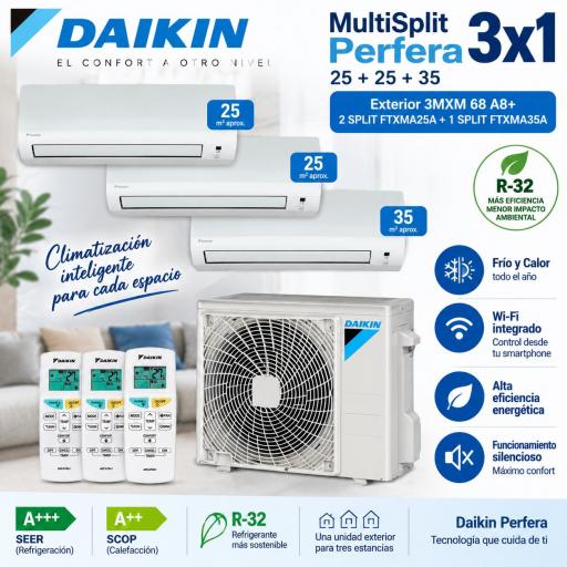 MultiSplit 3x1 Daikin Perfera 25+25+35