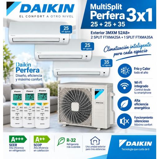 MultiSplit 3x1 Daikin Perfera 25+25+35