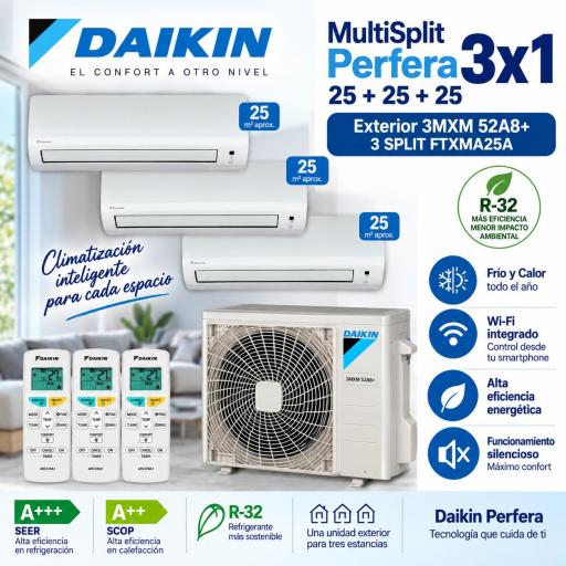 MultiSplit 3x1 Daikin Perfera 25+25+25