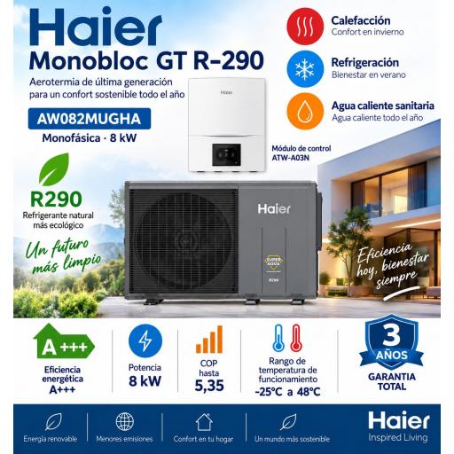 Aerotermia HAIER AW082MUGHA UE GT (R-290)+ATW-A03N [0]