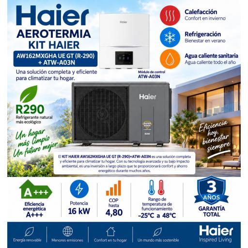 KIT HAIER AW162MXGHA UE GT (R-290)+ATW-A03N